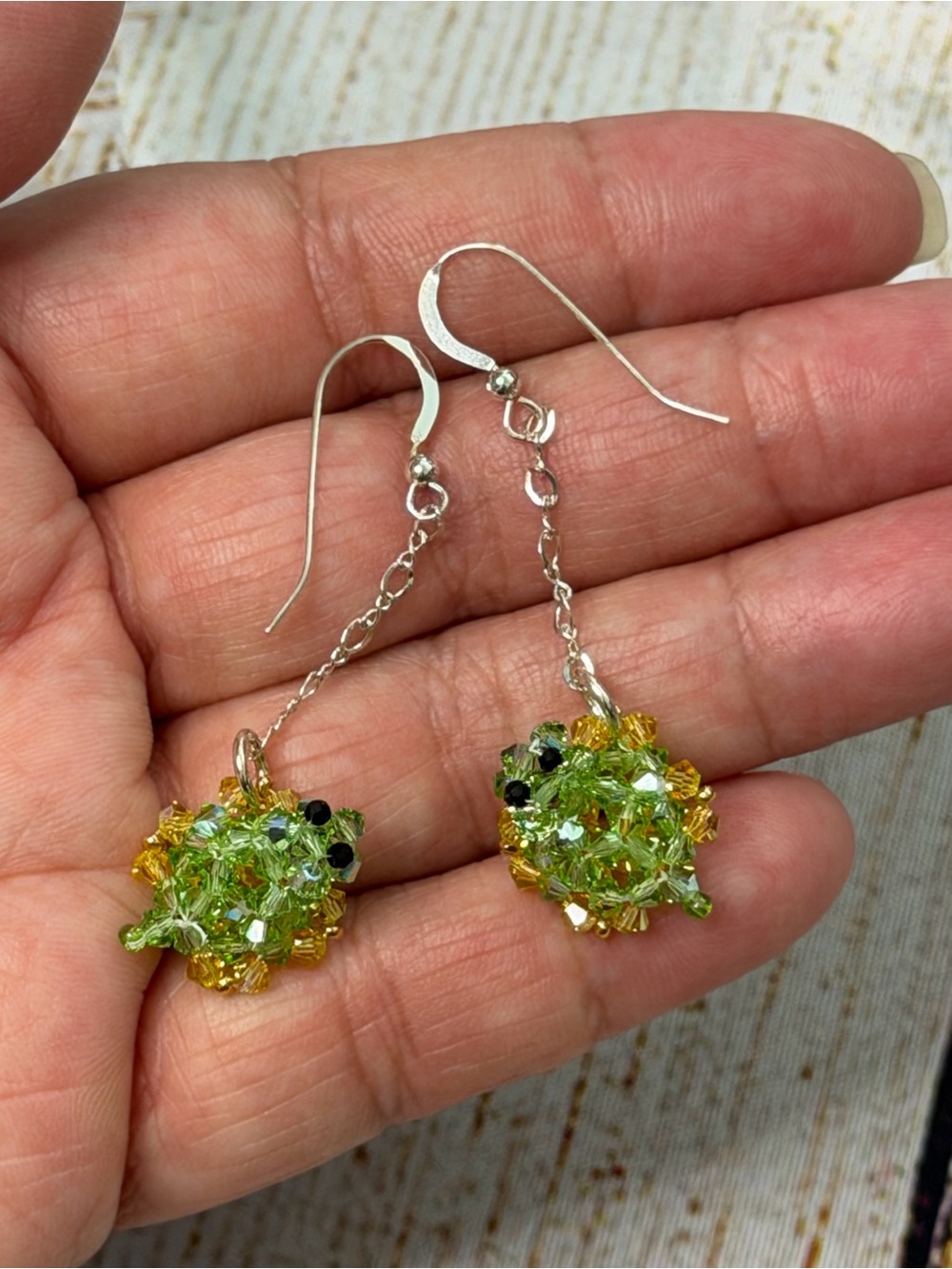 NWT Artisan Swarovski Crystal Turtle Earrings - Sterling Silver (.925)